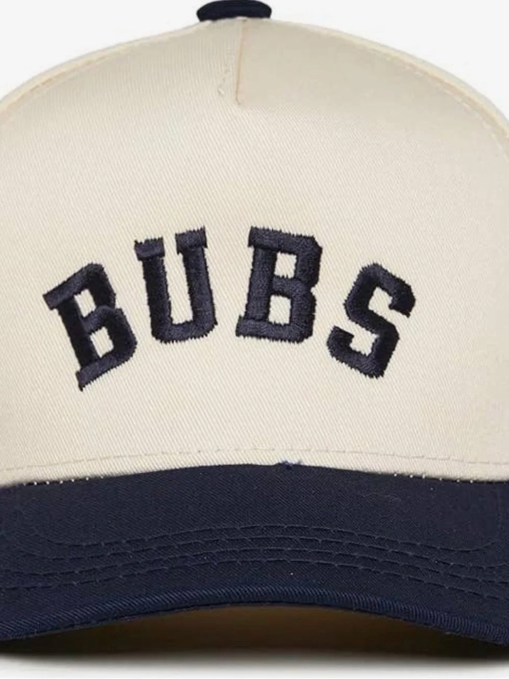 BUBS Embroidered Two-Tone Baseball Cap - Cream & Navy